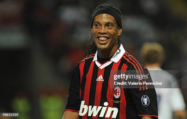 Ronaldinho of AC Milan looks on during the Serie A match between AC Milan and ACF Fiorentina at Stadio Giuseppe Meazza on May 1, 2010 in Milan, Italy.