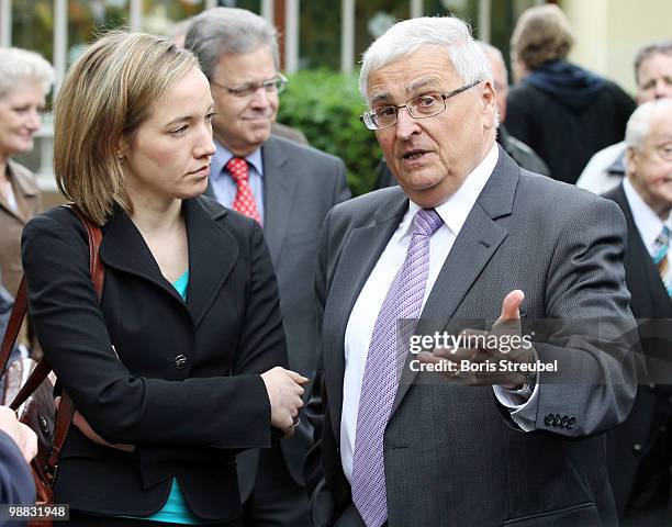 Theo Zwanziger , president of German football association and German family minister Kristina Schroeder attend the day of action under the slogan...