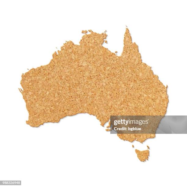 australia map in cork board texture on white background - canberra stock illustrations