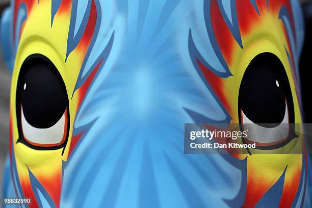 Decorative model Elephants stand in Trafalgar Square on May 4, 2010 in London, England. 260 of the decorative life size baby Elephants have been...