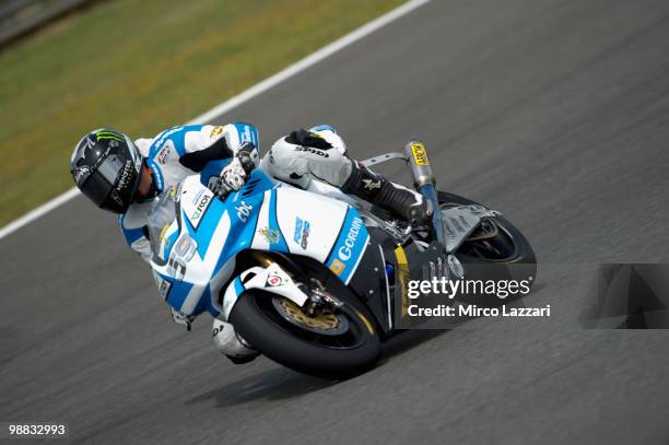 Niccolo Canepa of Italy and Scot Racing Team rounds the bend during the first free practice at Circuito de Jerez on April 30, 2010 in Jerez de la...