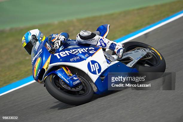 Sergio Gadea of Spain and Tenerife 40 Pons rounds the bend during the first free practice at Circuito de Jerez on April 30, 2010 in Jerez de la...