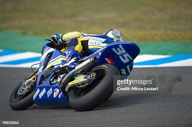 Raffaele De Rosa of Italy and Tech 3 Racing rounds the bend during the first free practice at Circuito de Jerez on April 30, 2010 in Jerez de la...