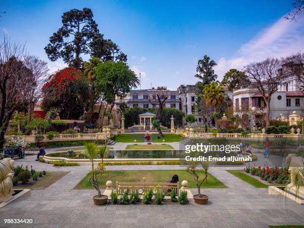 garden of dreams, thamel, kathmandu, nepal - machapuchare stock pictures, royalty-free photos & images