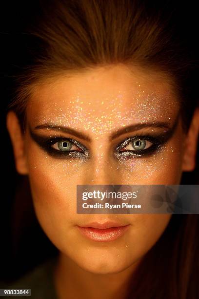 Model prepares backstage ahead of the Alex Perry collection show on the second day of Rosemount Australian Fashion Week Spring/Summer 2010/11...
