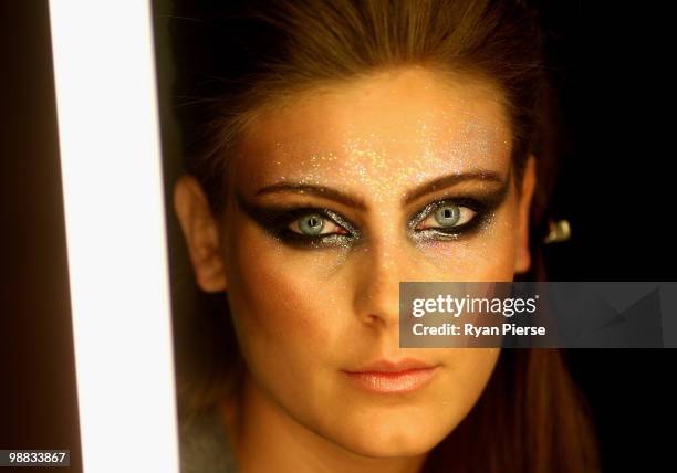 Model prepares backstage ahead of the Alex Perry collection show on the second day of Rosemount Australian Fashion Week Spring/Summer 2010/11...