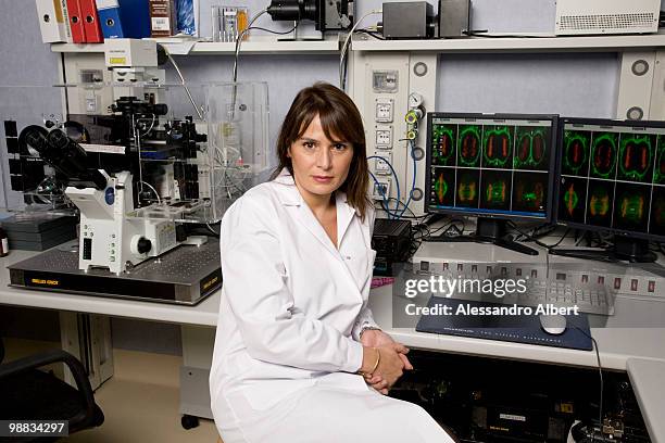 Antonella Viola poses for a portrait session in Humanitas Hospital, Viola try understanding how to help lymphocytes to fight cancer or viruses on...
