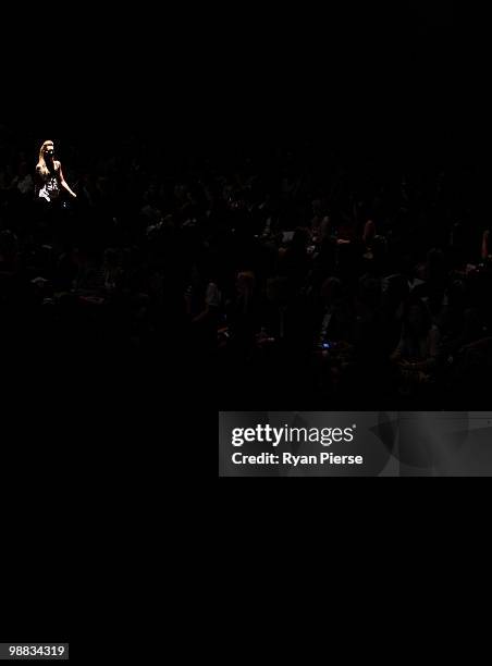 Model showcases designs on the catwalk at the Alex Perry collection show on the second day of Rosemount Australian Fashion Week Spring/Summer 2010/11...