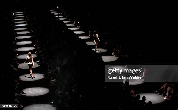 Model showcases designs on the catwalk at the Alex Perry collection show on the second day of Rosemount Australian Fashion Week Spring/Summer 2010/11...