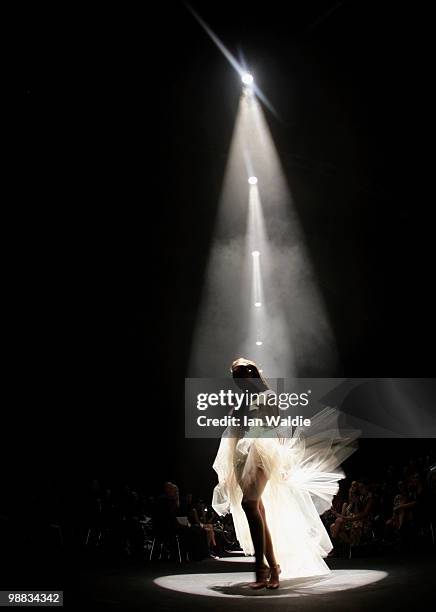 Model showcases designs on the catwalk at the Alex Perry collection show on the second day of Rosemount Australian Fashion Week Spring/Summer 2010/11...