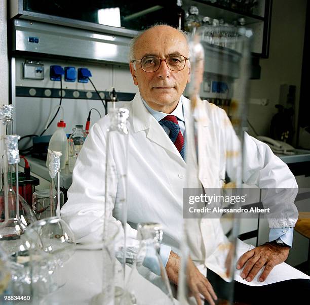 The geriatrician Prof. Carlo Vergani poses for a portraits session in the Laboratorio di Ricerca Unit Operativa di Geriatria Ospedale Maggiore...