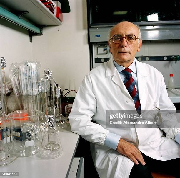 The geriatrician Prof. Carlo Vergani poses for a portraits session in the Laboratorio di Ricerca Unit Operativa di Geriatria Ospedale Maggiore...