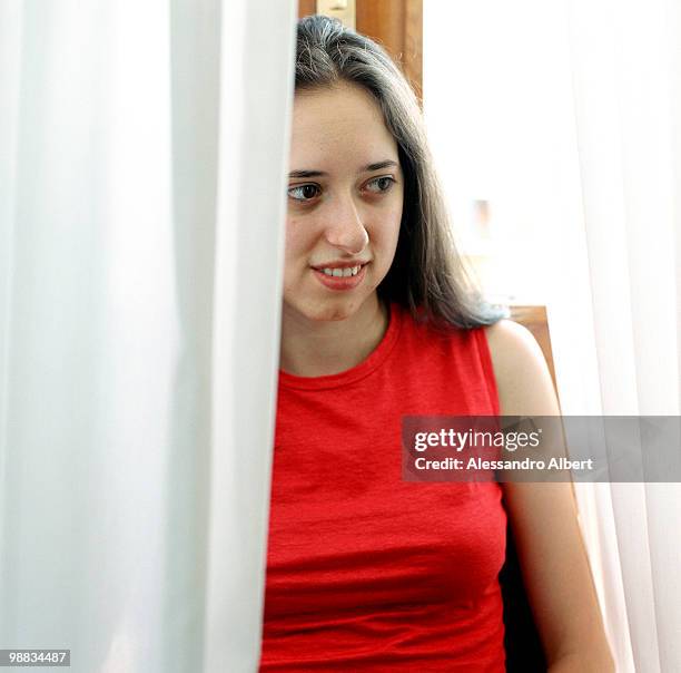The mathematics genius Olivia Caramello poses for a potraits session in her home on July 22, 2006 in Vicoforte, Italy.