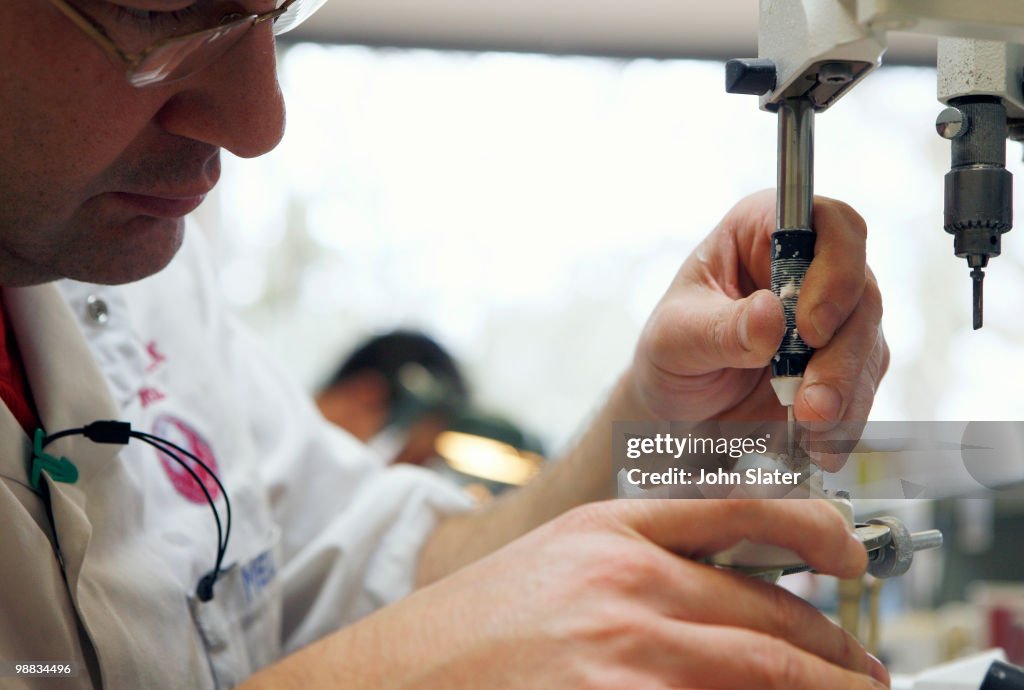 Lab technician using drilling tool