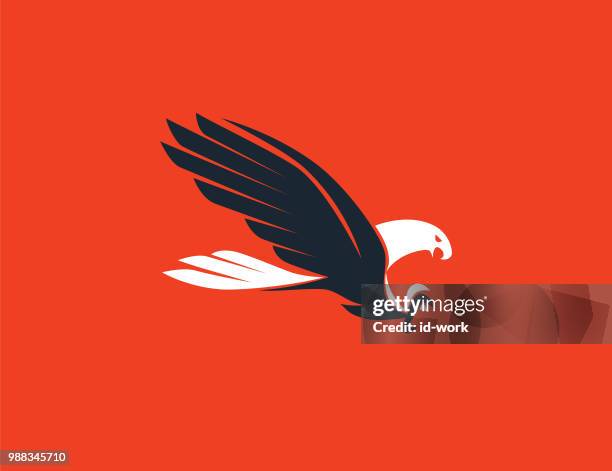 fliegender adler-symbol - bald eagle stock-grafiken, -clipart, -cartoons und -symbole