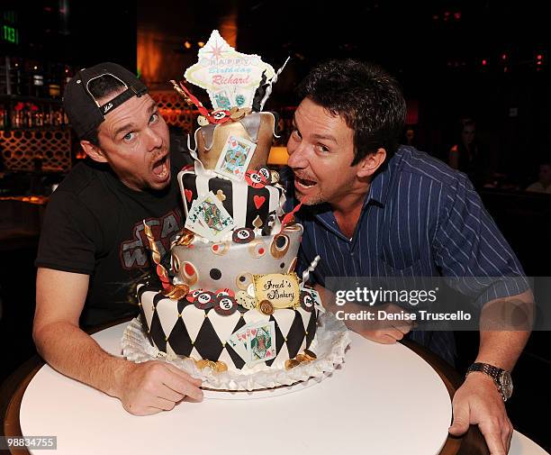 Kevin Dillon and Richard Wilk celebrate Rickard Wilk's birthday at Johnny Smalls at Hard Rock Hotel and Casino on May 1, 2010 in Las Vegas, Nevada.