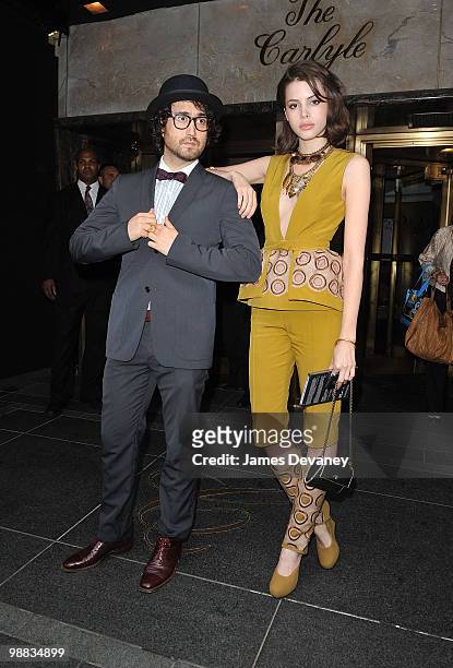 Sean Lennon and guest leave the Carlyle hotel on May 3, 2010 in New York City.