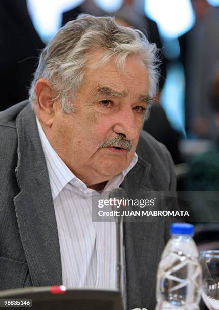 Uruguayan President Jose Mujica speaks during the opening session of the Union of South American Nations presidential summit in Cardales, Buenos...