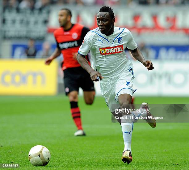 Chinedu Obasi of Hoffenheim runs with the ball during the Bundesliga match between Eintracht Frankfurt and TSG 1899 Hoffenheim at Commerzbank Arena...