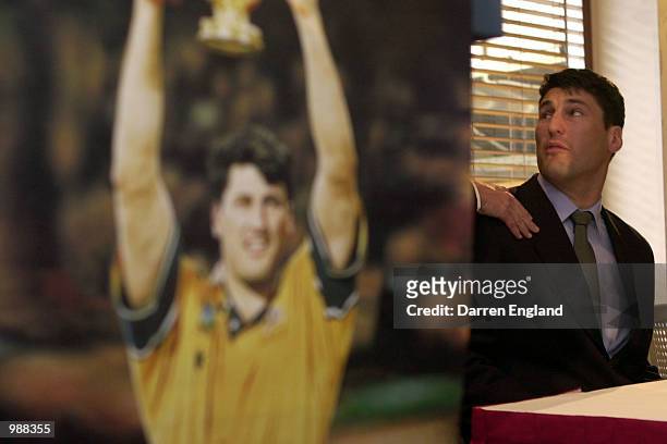 John Eales of Australia announces his retirement from Rugby Union during a press conference at Ballymore in Brisbane, Australia. He plans to play his...