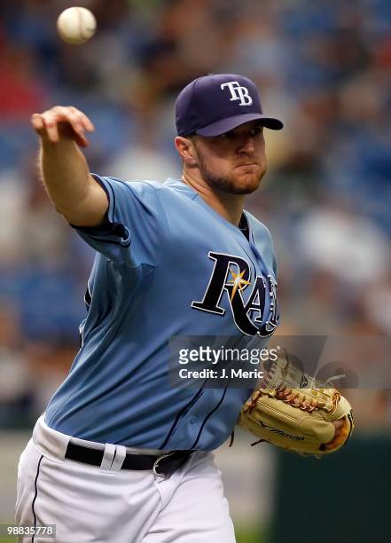 Pitcher Wade Davis of the Tampa Bay Rays pitches against the Kansas City Royals during the game at Tropicana Field on May 2, 2010 in St. Petersburg,...