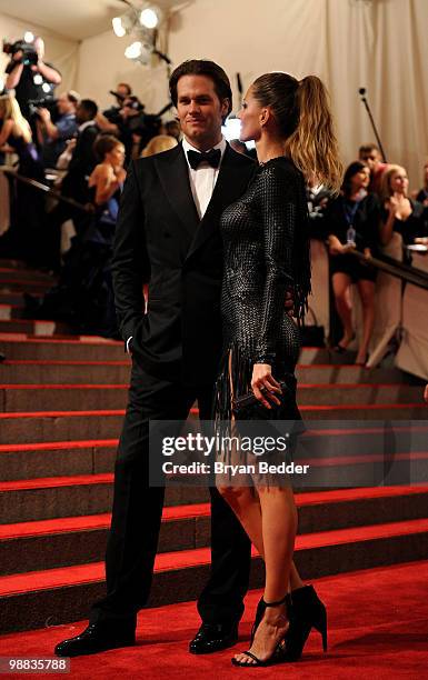Player Tom Brady and model Gisele Bundchen attend the Metropolitan Museum of Art's 2010 Costume Institute Ball at The Metropolitan Museum of Art on...