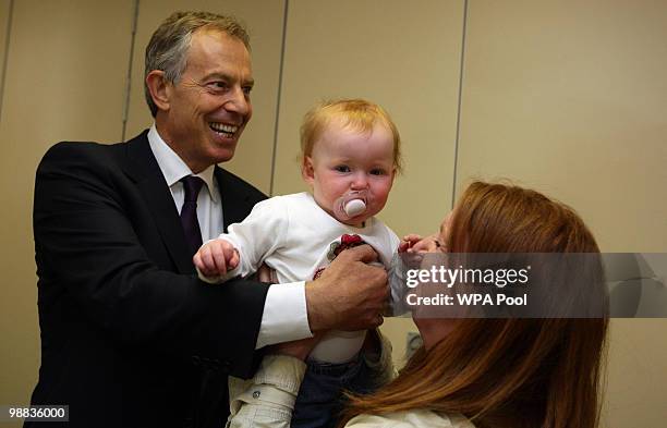 Former Prime Minister Tony Blair meets supporters during a visit to the Earcroft Children's Centre on May 4, 2010 in Darwen, United Kingdom. The...