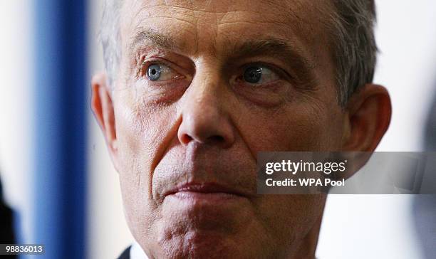 Former Prime Minister Tony Blair meets supporters during a visit to the Earcroft Children's Centre on May 4, 2010 in Darwen, United Kingdom. The...