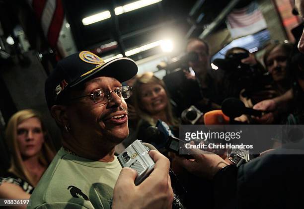 Lance Orton, the street vendor who alerted police to the smoking car bomb in Times Square, is interviewed by the media at a Midtown firehouse May 4,...