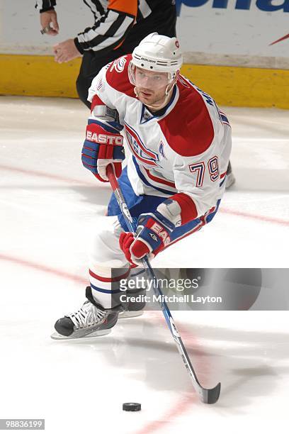 Andrei Markov of the Montreal Canadiens skates with the puck against the Washington Capitals during Game Seven of the Eastern Conference...