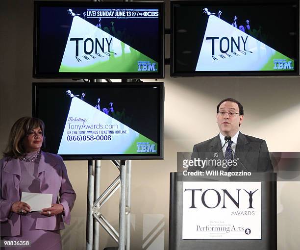 Howard Sherman , Executive Director of the American Theatre Wing, speaks prior to the announcement of the 64th Annual Tony Award nominations at The...