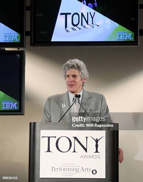 Ted Chapin, Chairman of The Broadway League, speaks prior to the announcement of the 64th Annual Tony Award nominations at The New York Public...