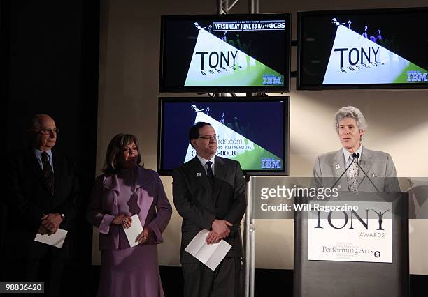 Ted Chapin , Chairman of The Broadway League, speaks prior to the announcement of the 64th Annual Tony Award nominations at The New York Public...