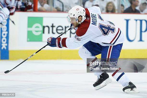 Dominic Moore of the Montreal Canadiens skates against the Pittsburgh Penguins in Game Two of the Eastern Conference Semifinals during the 2010 NHL...