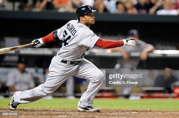 Darnell McDonald of the Boston Red Sox bats against the Baltimore Orioles at Camden Yards on May 1, 2010 in Baltimore, Maryland.