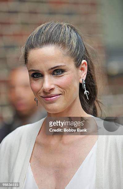 Amanda Peet arrives at the "Late Show with David Letterman" on May 3, 2010 in New York City.