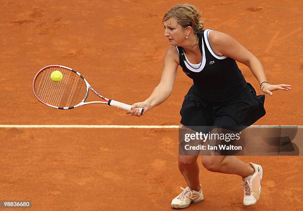Timea Bacsinszky of Switzerland in action against Serena Williams of USA during Day Two of the Sony Ericsson WTA Tour at the Foro Italico Tennis...