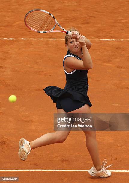 Timea Bacsinszky of Switzerland in action against Serena Williams of USA during Day Two of the Sony Ericsson WTA Tour at the Foro Italico Tennis...