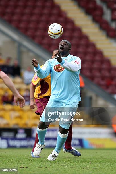 Adebayo Akinfenwa of Northampton Town in action during the Coca Cola League Two Match between Bradford City and Northampton Town at the Coral Windows...