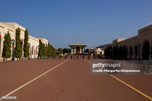 outside of al alam palace in old muscat - almpanezou bildbanksfoton och bilder