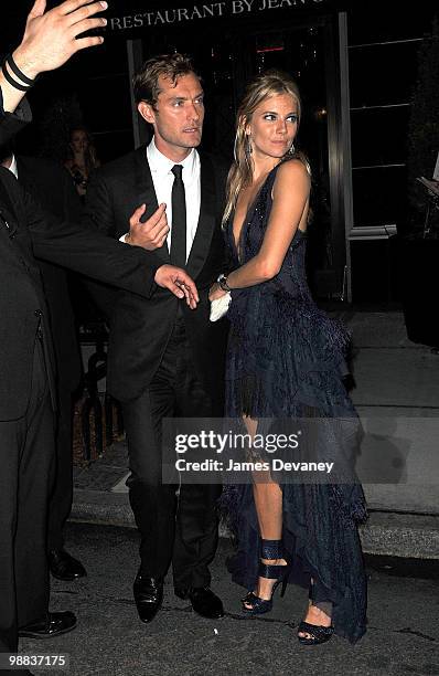 Jude Law and Sienna Miller attend the Costume Institute Gala after party at the Mark hotel on May 3, 2010 in New York City.