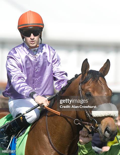 Makfi and Christophe Lemaire at Newmarket racecourse on May 01, 2010 in Newmarket, England