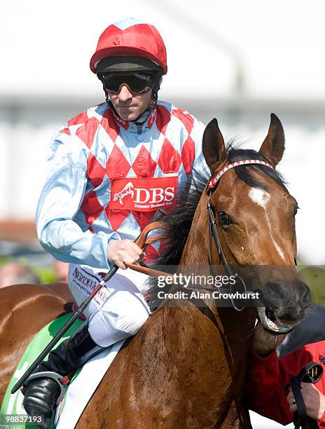 Red Jazz and Michael Hills at Newmarket racecourse on May 01, 2010 in Newmarket, England