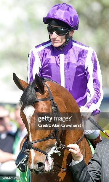 St Nicholas Abbey and Johnny Murtagh at Newmarket racecourse on May 01, 2010 in Newmarket, England