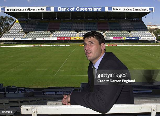 John Eales of Australia takes a look around Ballymore after announcing his retirement from Rugby Union during a press conference at Ballymore in...