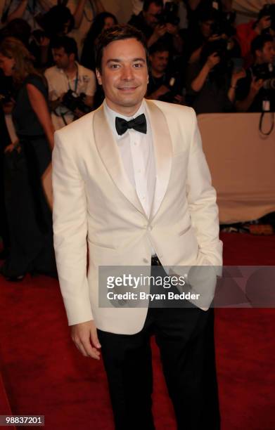 Personality Jimmy Fallon attends the Metropolitan Museum of Art's 2010 Costume Institute Ball at The Metropolitan Museum of Art on May 3, 2010 in New...