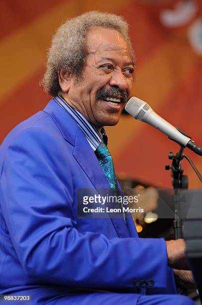 Allen Toussaint performs on stage at the New Orleans Jazz and Heritage Festival on April 30, 2010 in New Orleans, Louisiana.