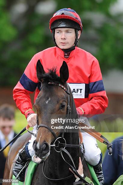 Blue Maiden and Jamie Spencer at Newmarket racecourse on May 02, 2010 in Newmarket, England