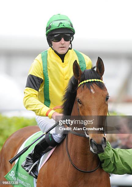 Jacqueline Quest and Tom Queally at Newmarket racecourse on May 02, 2010 in Newmarket, England
