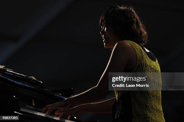 Hiromi performs on stage at the New Orleans Jazz and Heritage Festival on April 30, 2010 in New Orleans, Louisiana.